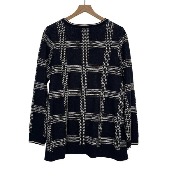 NEW Charter Club Sweater Women's Plus Size 2X Black Metallic Plaid Pullover - Picture 3 of 9